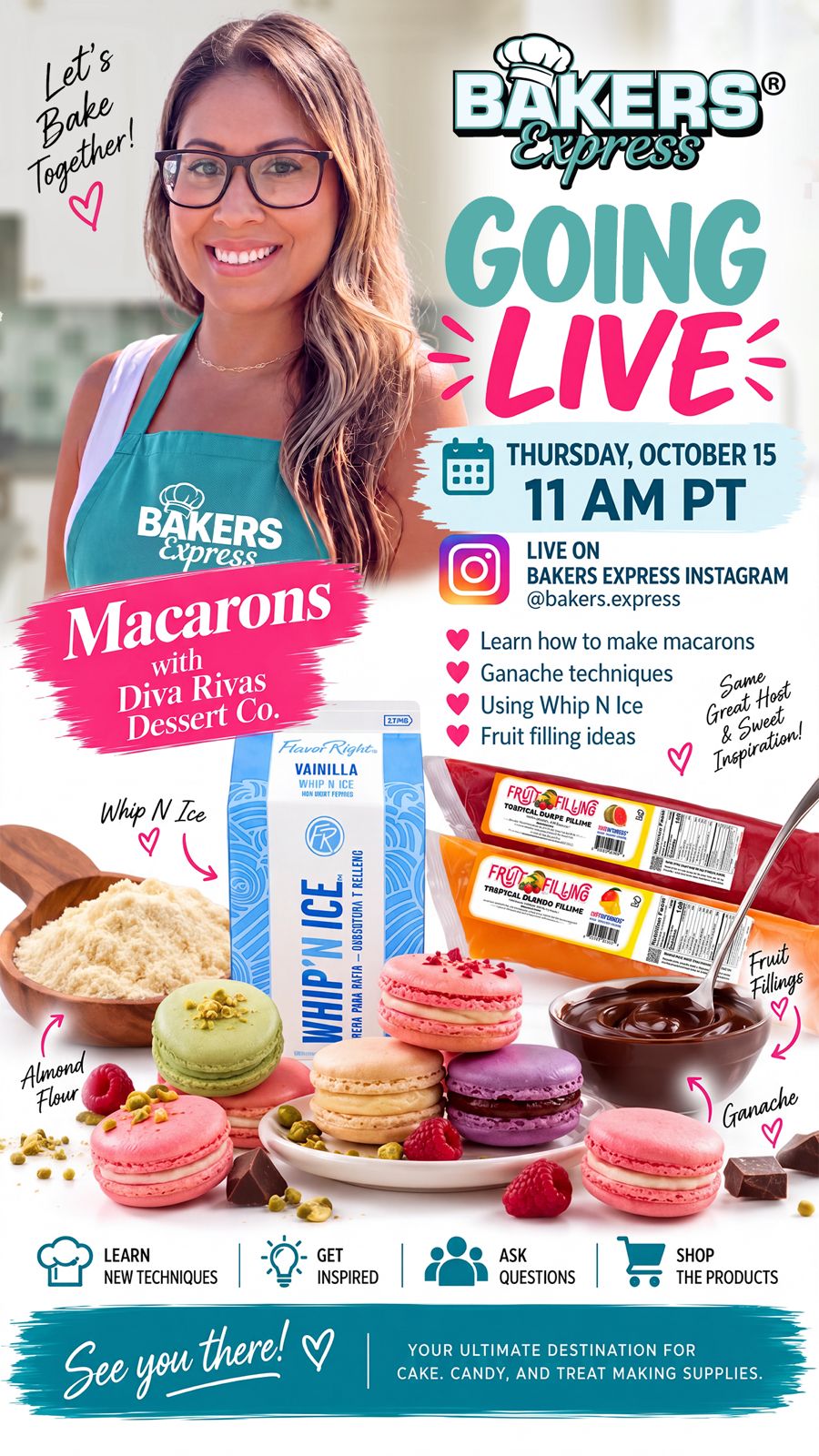 Macarons with Diva Rivas Dessert Co. on Bakers Express Instagram, October 15 at 11 AM Pacific