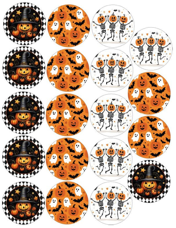 HALLOWEEN PUMPKIN THEME 2IN ROUND 1/4 FROSTING SHEET