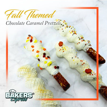 Fall Themed Chocolate Caramel Pretzels