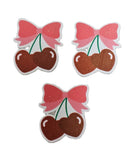 EDIBLE PRE-CUT COQUETTE CHERRIES DARK PINK BOW