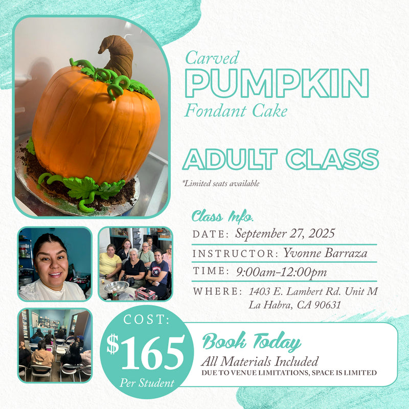 Saturday, September 27-Carved Pumpkin Fondant Cake Class-Adult Workshop-LA HABRA LOCATION
