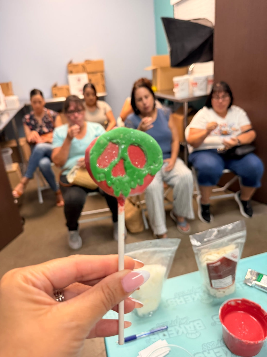 Decorated Halloween treat with attendees at a Bakers Express baking seminar