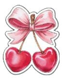 EDIBLE PRE-CUT COQUETTE CHERRIES LIGHT PINK BOW