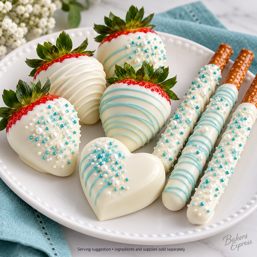 Serving suggestion: coated strawberries, pretzels and molded candy; other ingredients and supplies sold separately