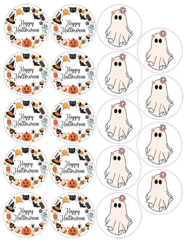 HALLOWEEN GHOST THEME ROUND 2IN 1/4 FROSTING SHEET
